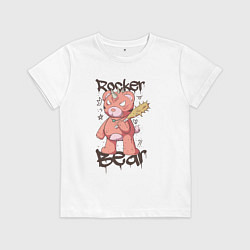 Футболка хлопковая детская Медведь рокер, цвет: белый