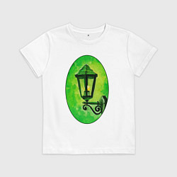 Футболка хлопковая детская Зелёный уличный фонарь, цвет: белый