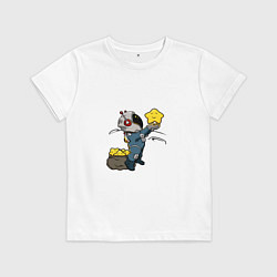 Футболка хлопковая детская Мешок со звёздами, цвет: белый