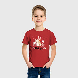 Футболка хлопковая детская Love you bunny, цвет: красный — фото 2