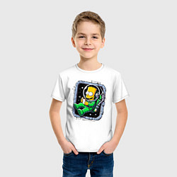 Футболка хлопковая детская Барт Симпсон с сэндвичем в космосе - нейроарт, цвет: белый — фото 2