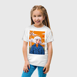 Футболка хлопковая детская В потоке чувств, цвет: белый — фото 2