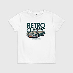 Футболка хлопковая детская Retro classic car, цвет: белый
