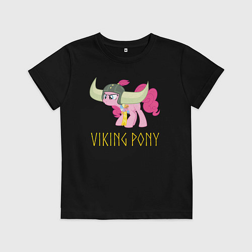 Детская футболка Пинки Пай пони викинг / Черный – фото 1