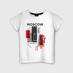 Футболка хлопковая детская Москва коллаж, цвет: белый