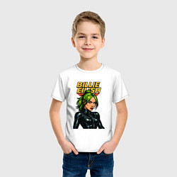Футболка хлопковая детская Билли Айлиш в стиле комикса, цвет: белый — фото 2
