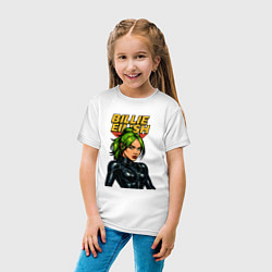 Футболка хлопковая детская Билли Айлиш в стиле комикса, цвет: белый — фото 2