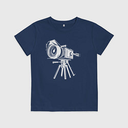 Футболка хлопковая детская Кинокамера на треноге, цвет: тёмно-синий
