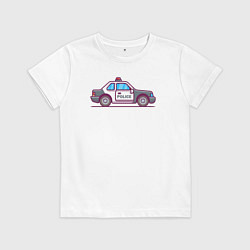 Футболка хлопковая детская Police car, цвет: белый