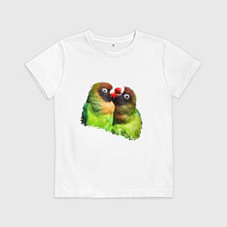 Детская футболка Влюбленные попугаи