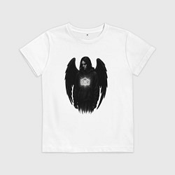 Футболка хлопковая детская Bones с черными крыльями, цвет: белый