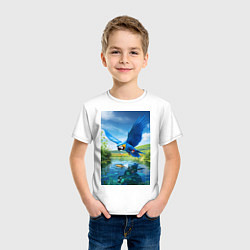Футболка хлопковая детская Попугай ловит рыбу, цвет: белый — фото 2