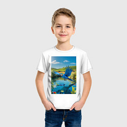 Футболка хлопковая детская Попугай ловит рыбу, цвет: белый — фото 2