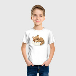 Футболка хлопковая детская Милый енот на облачке, цвет: белый — фото 2