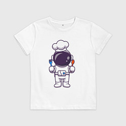 Футболка хлопковая детская Космонавт поварёнок, цвет: белый