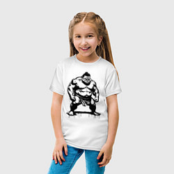 Футболка хлопковая детская Грозный сумоист, цвет: белый — фото 2