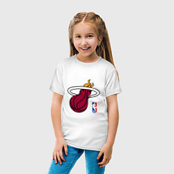 Футболка хлопковая детская Майами Хит - команда НБА, цвет: белый — фото 2