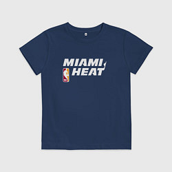 Футболка хлопковая детская Майами Хит - НБА баскетбол, цвет: тёмно-синий