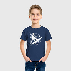 Футболка хлопковая детская Динамичная игра в настольный теннис, цвет: тёмно-синий — фото 2