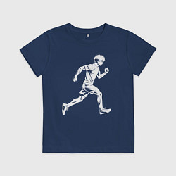 Футболка хлопковая детская Бег в аниме, цвет: тёмно-синий