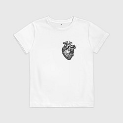 Футболка хлопковая детская Механическое сердце чб, цвет: белый