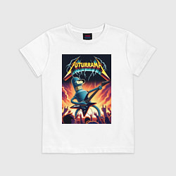 Футболка хлопковая детская Bender cool thrash rock guitarist - Futurama, цвет: белый