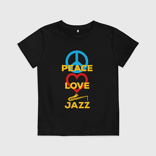Детская футболка Peace love jazz / Черный – фото 1