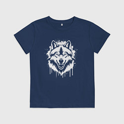 Футболка хлопковая детская Волк в ярости, цвет: тёмно-синий