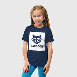 Футболка хлопковая детская Енот белый штрих, цвет: тёмно-синий — фото 2