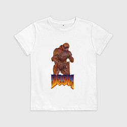 Футболка хлопковая детская Doom солдат, цвет: белый