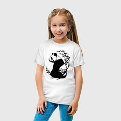 Футболка хлопковая детская Черная панда и сакура, цвет: белый — фото 2