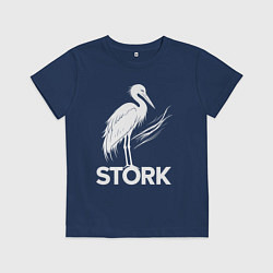 Футболка хлопковая детская Аист белый штрих, цвет: тёмно-синий