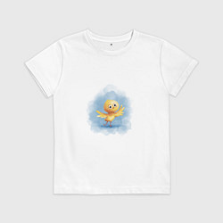 Футболка хлопковая детская Цыпленок учится летать, цвет: белый