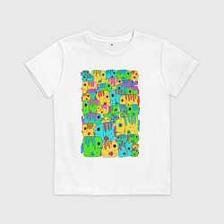 Футболка хлопковая детская Яркие тропические рыбки, цвет: белый
