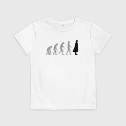 Футболка хлопковая детская Эволюция Шерлока, цвет: белый