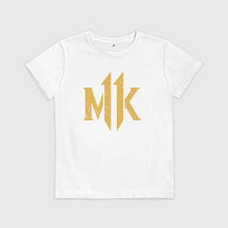 Футболка хлопковая детская Game mortal kombat logo, цвет: белый