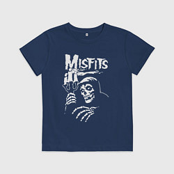 Футболка хлопковая детская Misfits скелет, цвет: тёмно-синий