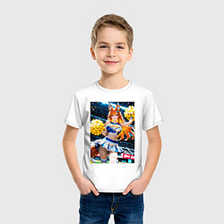 Футболка хлопковая детская Милая лиса поднимает моральный дух игроков, цвет: белый — фото 2