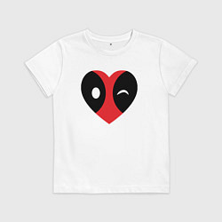 Футболка хлопковая детская Deadpool heart, цвет: белый