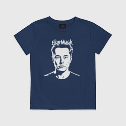 Футболка хлопковая детская Аниме портрет Илона Маска, цвет: тёмно-синий