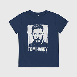 Футболка хлопковая детская Том Харди в краске экспрессия, цвет: тёмно-синий