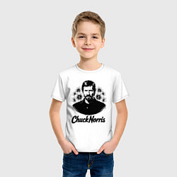 Футболка хлопковая детская Чак Норрис в цветах, цвет: белый — фото 2