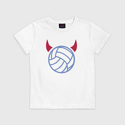 Футболка хлопковая детская Volleyball devil, цвет: белый
