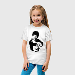 Футболка хлопковая детская Брюс Ли силуэт, цвет: белый — фото 2