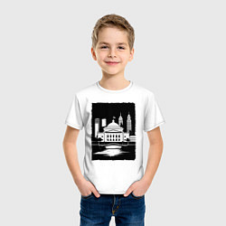 Футболка хлопковая детская Капитолий у высоток, цвет: белый — фото 2