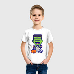 Футболка хлопковая детская Забавный Франкенштейн, цвет: белый — фото 2