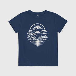 Футболка хлопковая детская Тишина Фудзи, цвет: тёмно-синий