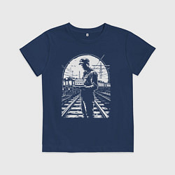 Футболка хлопковая детская Железнодорожник с тортом, цвет: тёмно-синий