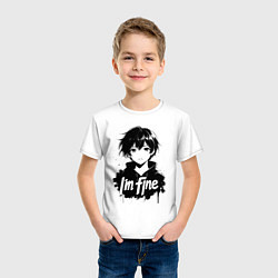 Футболка хлопковая детская Я в порядке аниме, цвет: белый — фото 2