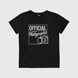 Футболка хлопковая детская Официальный фотограф, цвет: черный